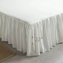 Load image into Gallery viewer, French Cotton Bed Skirt with Pleated Frills 22-Inch Drop Cotton Blend Dust Ruffle Soft Cozy Farmhouse Bedding