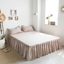 Load image into Gallery viewer, French Cotton Bed Skirt with Pleated Frills 22-Inch Drop Cotton Blend Dust Ruffle Soft Cozy Farmhouse Bedding