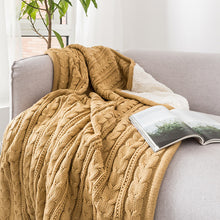 Load image into Gallery viewer, Reversible Sherpa Cable Knit Throw Blanket Soft Cozy Warm Winter Fleece Throw Blankets for Couch Bed Living Room