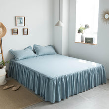 Load image into Gallery viewer, French Cotton Bed Skirt with Pleated Frills 22-Inch Drop Cotton Blend Dust Ruffle Soft Cozy Farmhouse Bedding