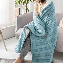 Load image into Gallery viewer, Reversible Sherpa Cable Knit Throw Blanket Soft Cozy Warm Winter Fleece Throw Blankets for Couch Bed Living Room