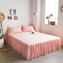 Load image into Gallery viewer, French Cotton Bed Skirt with Pleated Frills 22-Inch Drop Cotton Blend Dust Ruffle Soft Cozy Farmhouse Bedding