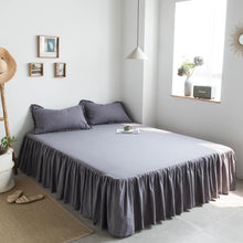 Load image into Gallery viewer, French Cotton Bed Skirt with Pleated Frills 22-Inch Drop Cotton Blend Dust Ruffle Soft Cozy Farmhouse Bedding