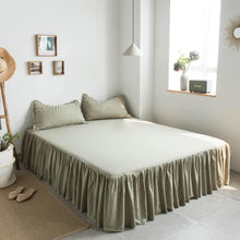 Load image into Gallery viewer, French Cotton Bed Skirt with Pleated Frills 22-Inch Drop Cotton Blend Dust Ruffle Soft Cozy Farmhouse Bedding