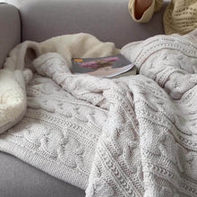 Load image into Gallery viewer, Reversible Sherpa Cable Knit Throw Blanket Soft Cozy Warm Winter Fleece Throw Blankets for Couch Bed Living Room