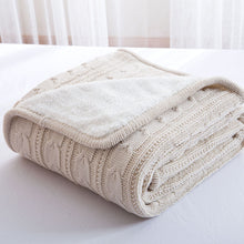 Load image into Gallery viewer, Reversible Sherpa Cable Knit Throw Blanket Soft Cozy Warm Winter Fleece Throw Blankets for Couch Bed Living Room