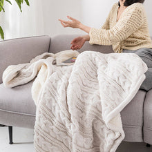 Load image into Gallery viewer, Reversible Sherpa Cable Knit Throw Blanket Soft Cozy Warm Winter Fleece Throw Blankets for Couch Bed Living Room