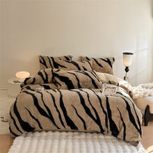 Load image into Gallery viewer, Zebra Thickened Fluffy Fur Comforter Bed Sheet Set