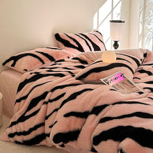 Load image into Gallery viewer, Zebra Thickened Fluffy Fur Comforter Bed Sheet Set