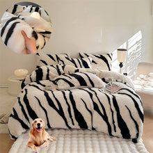 Load image into Gallery viewer, Zebra Thickened Fluffy Fur Comforter Bed Sheet Set