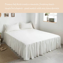 Load image into Gallery viewer, French Cotton Bed Skirt with Pleated Frills 22-Inch Drop Cotton Blend Dust Ruffle Soft Cozy Farmhouse Bedding