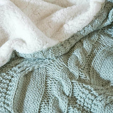 Load image into Gallery viewer, Reversible Sherpa Cable Knit Throw Blanket Soft Cozy Warm Winter Fleece Throw Blankets for Couch Bed Living Room