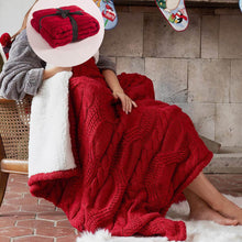 Load image into Gallery viewer, Reversible Sherpa Cable Knit Throw Blanket Soft Cozy Warm Winter Fleece Throw Blankets for Couch Bed Living Room