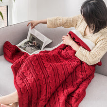 Load image into Gallery viewer, Reversible Sherpa Cable Knit Throw Blanket Soft Cozy Warm Winter Fleece Throw Blankets for Couch Bed Living Room