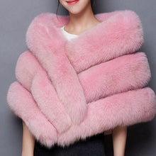 Load image into Gallery viewer, Faux Fur Shawl Wrap Stole Shrug Winter Bridal Wedding Cover Up