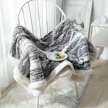 Load image into Gallery viewer, Knit Sherpa Blanket, Soft Warm Fleece Knitted Throw for Bed, Sofa