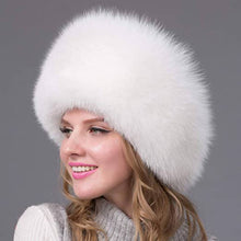 Load image into Gallery viewer, Women's Winter Warm Fox Fur Hat and Wrist Cuffs Set