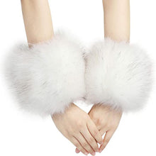 Load image into Gallery viewer, Women's Winter Warm Fox Fur Hat and Wrist Cuffs Set