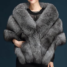 Load image into Gallery viewer, Faux Fur Shawl Wrap Stole Shrug Winter Bridal Wedding Cover Up
