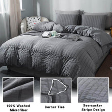 Load image into Gallery viewer, Seersucker Duvet Cover Set, 3 Pieces (1 Duvet Cover + 2 Pillow Cases)