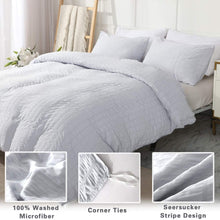 Load image into Gallery viewer, Seersucker Duvet Cover Set, 3 Pieces (1 Duvet Cover + 2 Pillow Cases)