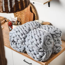 Load image into Gallery viewer, Merino Wool Chunky Knit Throw Blanket , Christmas gift