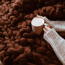 Load image into Gallery viewer, Merino Wool Chunky Knit Throw Blanket , Christmas gift