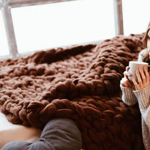 Load image into Gallery viewer, Merino Wool Chunky Knit Throw Blanket , Christmas gift