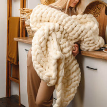 Load image into Gallery viewer, Merino Wool Chunky Knit Throw Blanket , Christmas gift