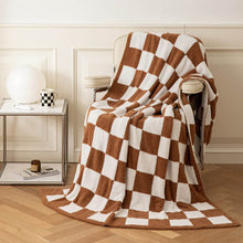 Load image into Gallery viewer, Ultra Soft Fluffy Knitted Throw Blanket , Checkered Bed Blanket for Sofa Couch Bed