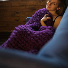 Load image into Gallery viewer, Merino Wool Chunky Knit Throw Blanket , Christmas gift