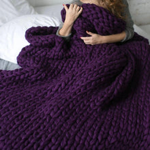 Load image into Gallery viewer, Merino Wool Chunky Knit Throw Blanket , Christmas gift