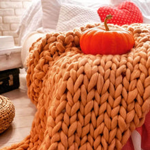 Load image into Gallery viewer, Merino Wool Chunky Knit Throw Blanket , Christmas gift