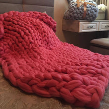 Load image into Gallery viewer, Merino Wool Chunky Knit Throw Blanket , Christmas gift