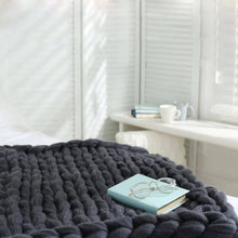 Load image into Gallery viewer, Merino Wool Chunky Knit Throw Blanket , Christmas gift