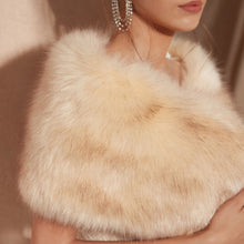 Load image into Gallery viewer, Faux Fur Shawl Wrap Stole Shrug Winter Bridal Wedding Cover Up