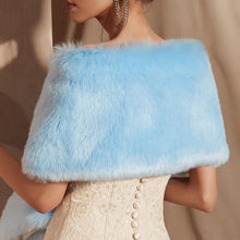Load image into Gallery viewer, Faux Fur Shawl Wrap Stole Shrug Winter Bridal Wedding Cover Up