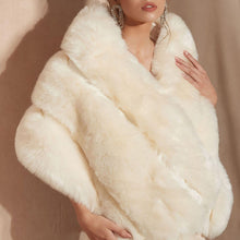 Load image into Gallery viewer, Faux Fur Shawl Wrap Stole Shrug Winter Bridal Wedding Cover Up