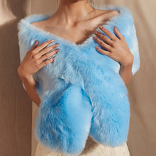 Load image into Gallery viewer, Faux Fur Shawl Wrap Stole Shrug Winter Bridal Wedding Cover Up