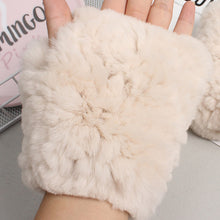 Load image into Gallery viewer, Real Rex Rabbit Textile Knit Fingerless Gloves
