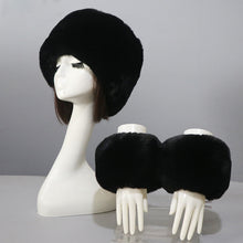 Load image into Gallery viewer, Women's Winter Warm Fox Fur Hat and Wrist Cuffs Set