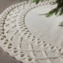 Load image into Gallery viewer, Christmas Tree Skirt, 48 inches Cable Knit Knitted Thick Rustic Xmas Holiday Decoration