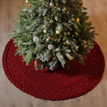 Load image into Gallery viewer, Christmas Tree Skirt, 48 inches Cable Knit Knitted Thick Rustic Xmas Holiday Decoration