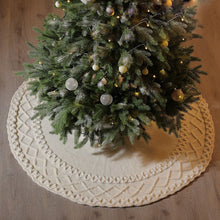 Load image into Gallery viewer, Christmas Tree Skirt, 48 inches Cable Knit Knitted Thick Rustic Xmas Holiday Decoration