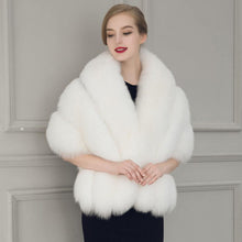Load image into Gallery viewer, Faux Fur Shawl Wrap Stole Shrug Winter Bridal Wedding Cover Up