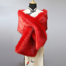 Load image into Gallery viewer, Faux Fur Shawl Wrap Stole Evening Cape Collar