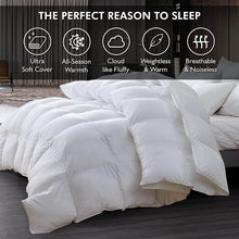 Load image into Gallery viewer, Luxurious Queen Size Goose Down Feather Comforter Down Feather Fiber Duvet Premium Cotton Cover