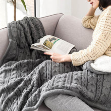 Load image into Gallery viewer, Reversible Sherpa Cable Knit Throw Blanket Soft Cozy Warm Winter Fleece Throw Blankets for Couch Bed Living Room
