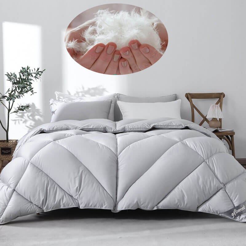 Geometric Grid Feathers Down Comforter, All Seasons Feathers Down Duvet Insert