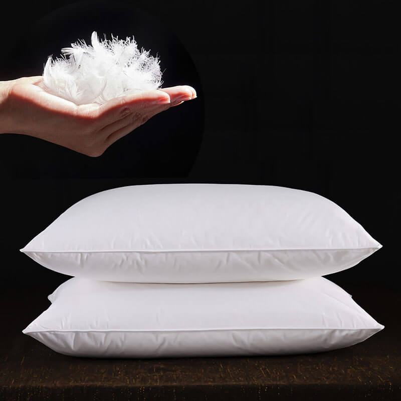 Goose Feather Down Sleeping Pillow Soft Bed Pillow for Sleeping with Cotton Shell Set of 2 Standard Size